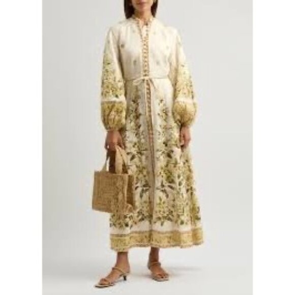 NWOT Zimmermann Golden Floral-print Linen Maxi Dress size 0P/ US 0-2 - Picture 1 of 12